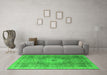 Machine Washable Abstract Green Modern Area Rugs in a Living Room,, wshabs4175grn