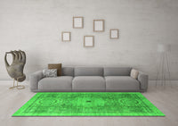 Machine Washable Abstract Green Modern Rug, wshabs4175grn