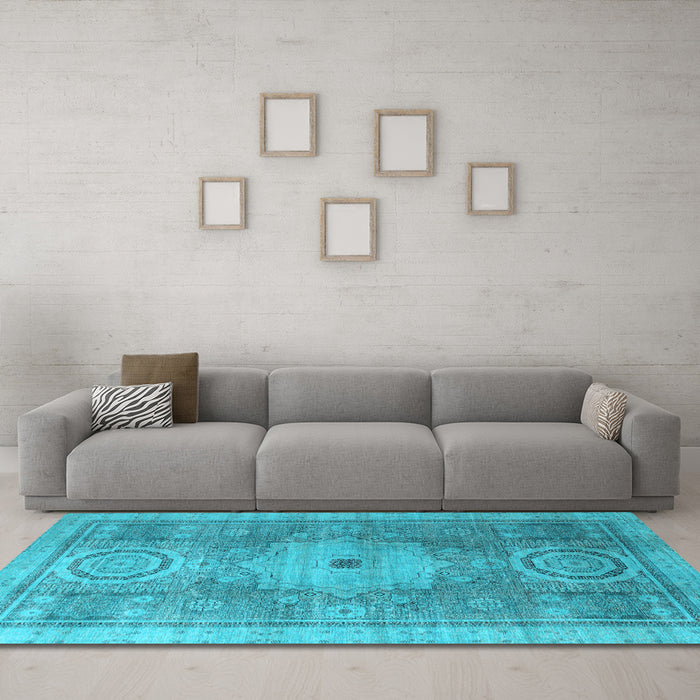 Machine Washable Abstract Light Blue Modern Rug in a Living Room, wshabs4175lblu