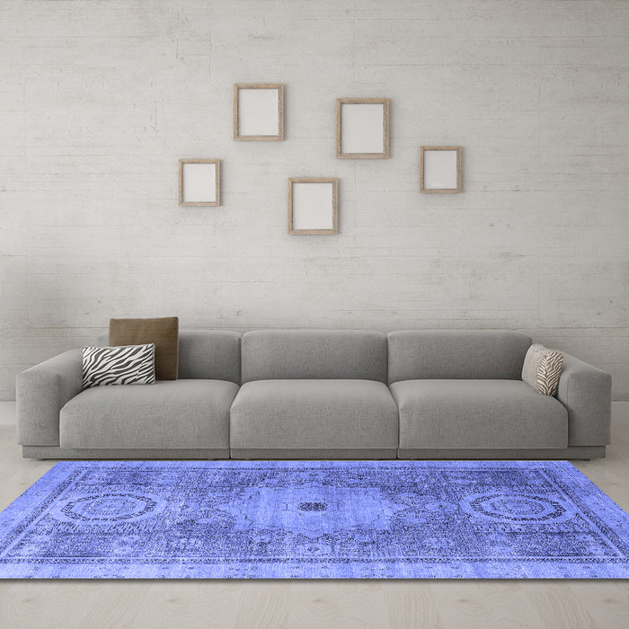 Machine Washable Abstract Blue Modern Rug in a Living Room, wshabs4175blu