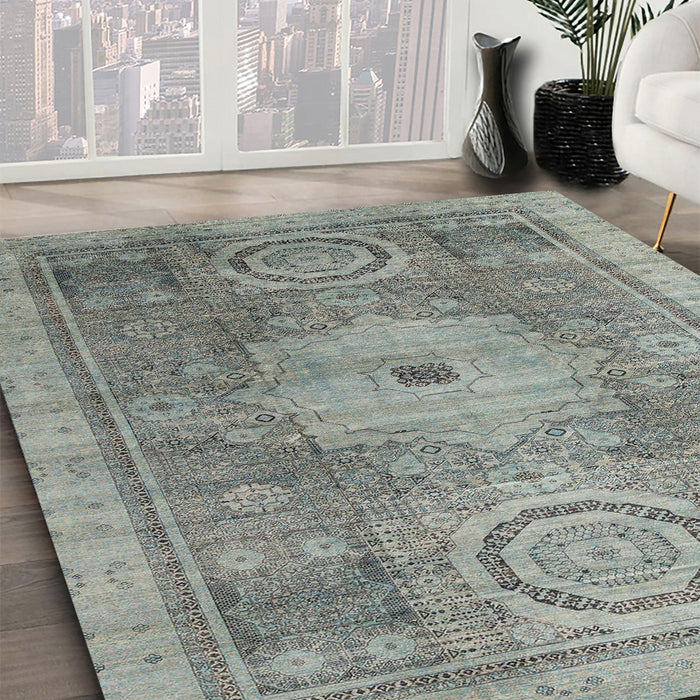 Machine Washable Abstract Dark Gray Rug in a Family Room, wshabs4175