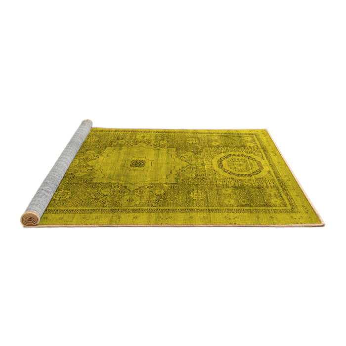 Sideview of Machine Washable Abstract Yellow Modern Rug, wshabs4175yw