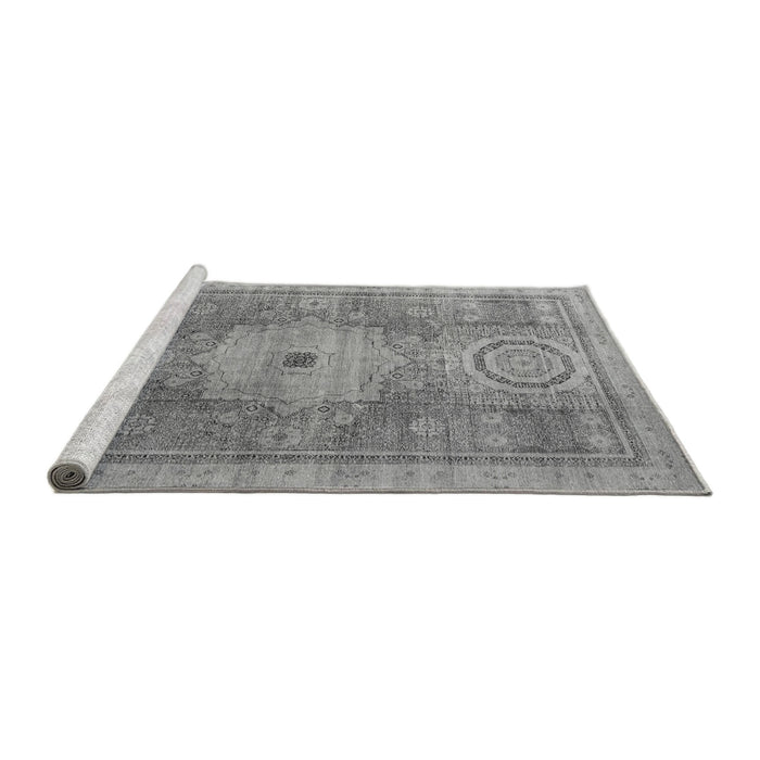 Sideview of Machine Washable Abstract Gray Modern Rug, wshabs4175gry