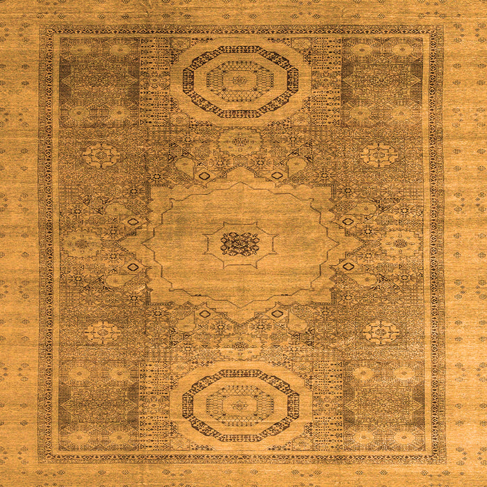 Square Machine Washable Abstract Orange Modern Area Rugs, wshabs4175org