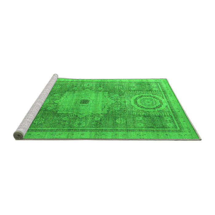 Sideview of Machine Washable Abstract Green Modern Area Rugs, wshabs4175grn