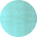 Round Machine Washable Abstract Light Blue Modern Rug, wshabs4176lblu