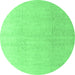 Round Abstract Emerald Green Modern Rug, abs4176emgrn