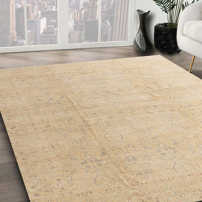 Machine Washable Abstract Brown Sugar Brown Rug in a Family Room, wshabs4176
