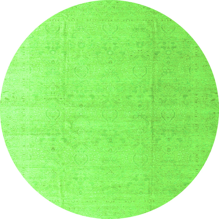 Round Abstract Green Modern Rug, abs4176grn