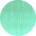 Round Abstract Turquoise Modern Rug, abs4176turq