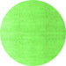 Round Machine Washable Abstract Green Modern Area Rugs, wshabs4176grn