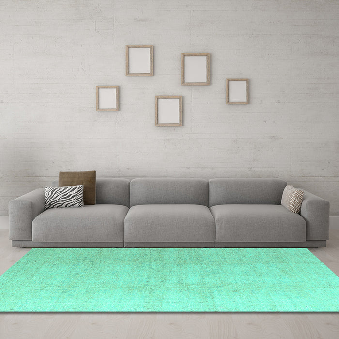 Machine Washable Abstract Turquoise Modern Area Rugs in a Living Room,, wshabs4176turq