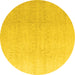 Round Machine Washable Abstract Yellow Modern Rug, wshabs4176yw