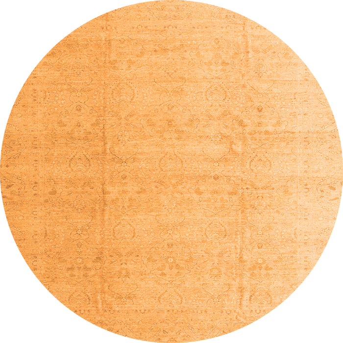 Round Machine Washable Abstract Orange Modern Area Rugs, wshabs4176org