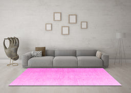 Machine Washable Abstract Pink Modern Rug in a Living Room, wshabs4176pnk