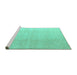 Sideview of Machine Washable Abstract Turquoise Modern Area Rugs, wshabs4176turq