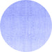 Round Abstract Blue Modern Rug, abs4176blu