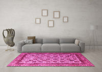 Machine Washable Abstract Pink Modern Rug, wshabs4177pnk