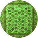 Round Machine Washable Abstract Green Modern Area Rugs, wshabs4177grn