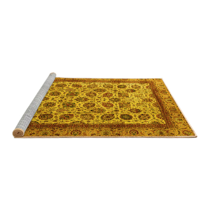 Sideview of Machine Washable Abstract Yellow Modern Rug, wshabs4177yw