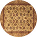 Round Abstract Brown Modern Rug, abs4177brn