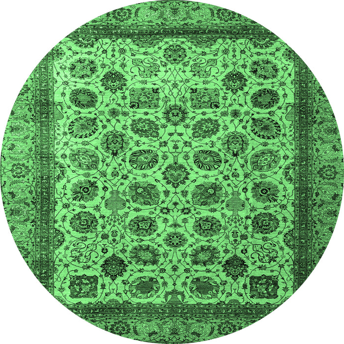 Round Abstract Emerald Green Modern Rug, abs4177emgrn