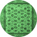 Round Abstract Emerald Green Modern Rug, abs4177emgrn