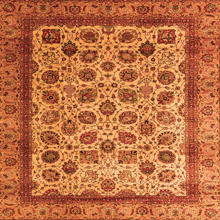 Square Machine Washable Abstract Orange Modern Area Rugs, wshabs4177org