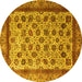 Round Abstract Yellow Modern Rug, abs4177yw