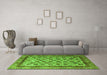 Machine Washable Abstract Green Modern Area Rugs in a Living Room,, wshabs4177grn