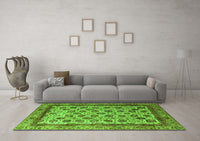 Machine Washable Abstract Green Modern Rug, wshabs4177grn