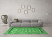 Machine Washable Abstract Emerald Green Modern Area Rugs in a Living Room,, wshabs4177emgrn