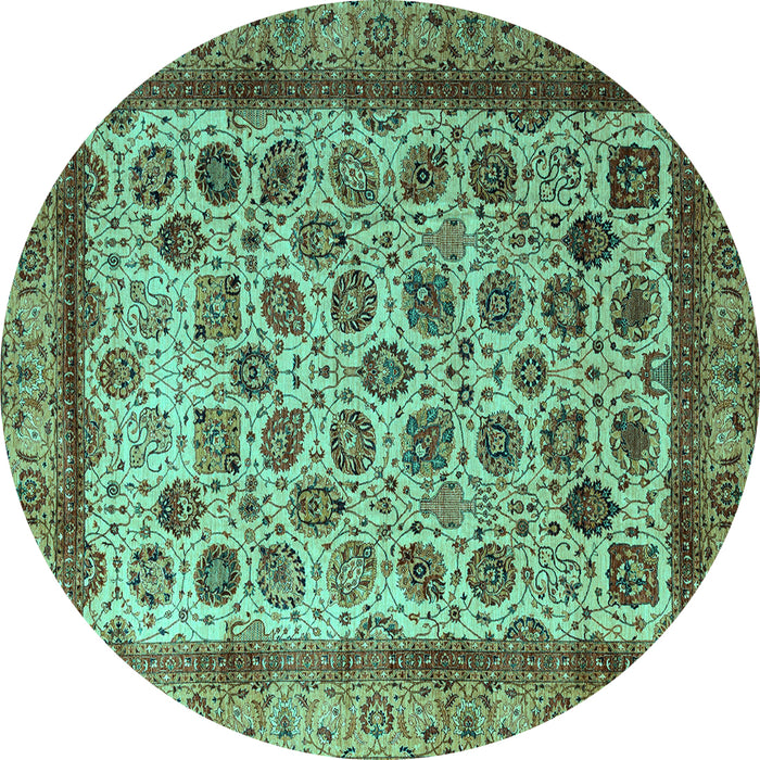 Round Machine Washable Abstract Turquoise Modern Area Rugs, wshabs4177turq