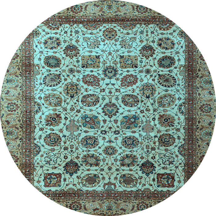 Round Abstract Light Blue Modern Rug, abs4177lblu