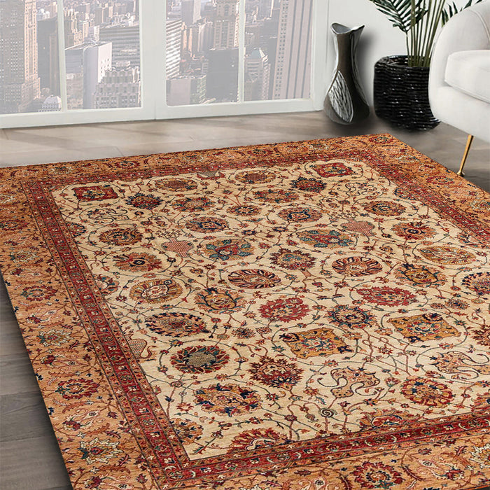 Machine Washable Abstract Brown Sand Brown Rug in a Family Room, wshabs4177