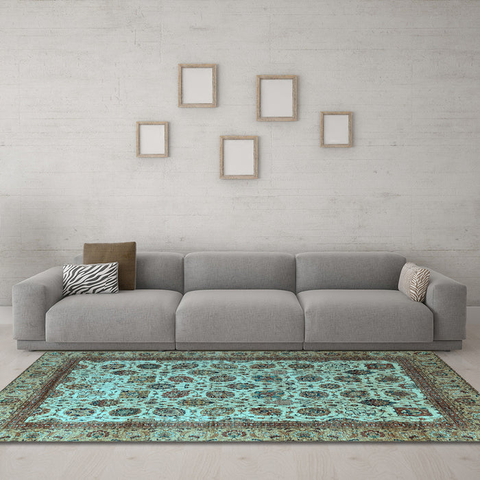 Machine Washable Abstract Light Blue Modern Rug in a Living Room, wshabs4177lblu