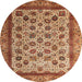 Round Machine Washable Abstract Brown Sand Brown Rug, wshabs4177