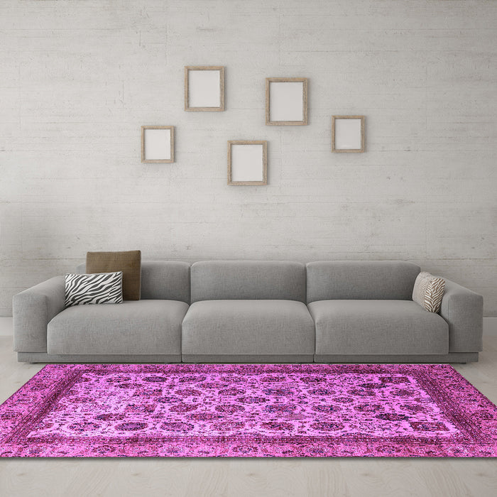Machine Washable Abstract Purple Modern Area Rugs in a Living Room, wshabs4177pur