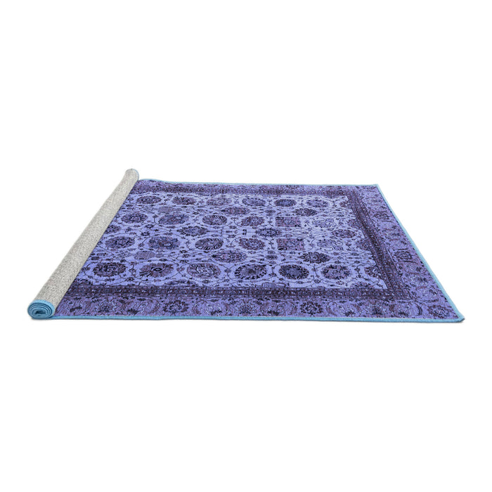 Sideview of Machine Washable Abstract Blue Modern Rug, wshabs4177blu