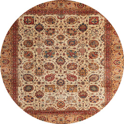 Round Abstract Brown Sand Brown Modern Rug, abs4177