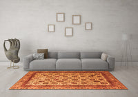 Machine Washable Abstract Orange Modern Rug, wshabs4177org