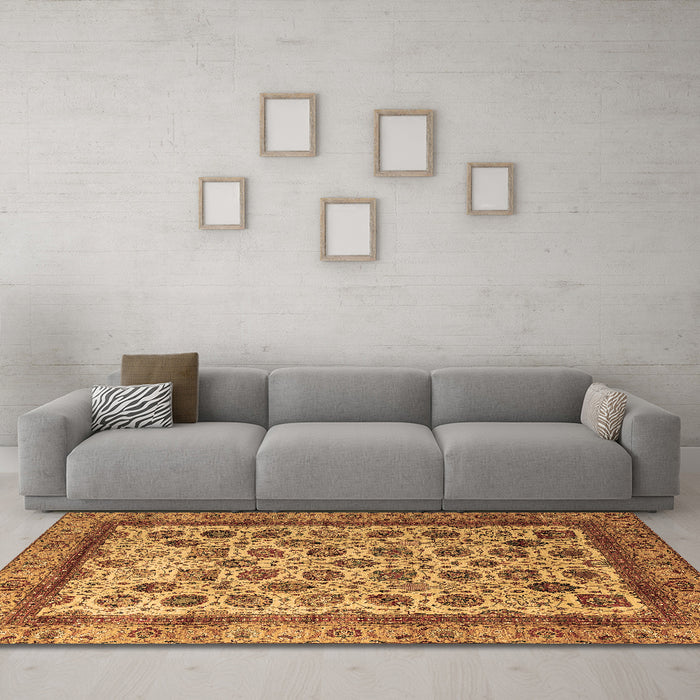 Machine Washable Abstract Brown Modern Rug in a Living Room,, wshabs4177brn