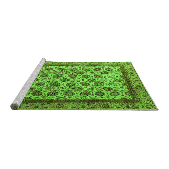 Sideview of Machine Washable Abstract Green Modern Area Rugs, wshabs4177grn