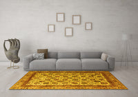 Machine Washable Abstract Yellow Modern Rug, wshabs4177yw