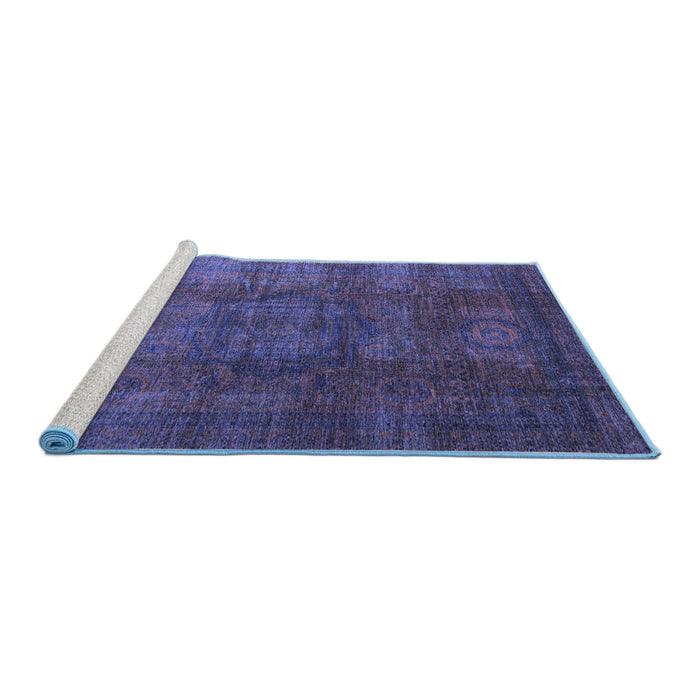 Sideview of Machine Washable Abstract Blue Modern Rug, wshabs4178blu
