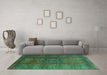 Machine Washable Abstract Turquoise Modern Area Rugs in a Living Room,, wshabs4178turq