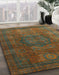 Machine Washable Abstract Dark Moccasin Green Rug in a Family Room, wshabs4178