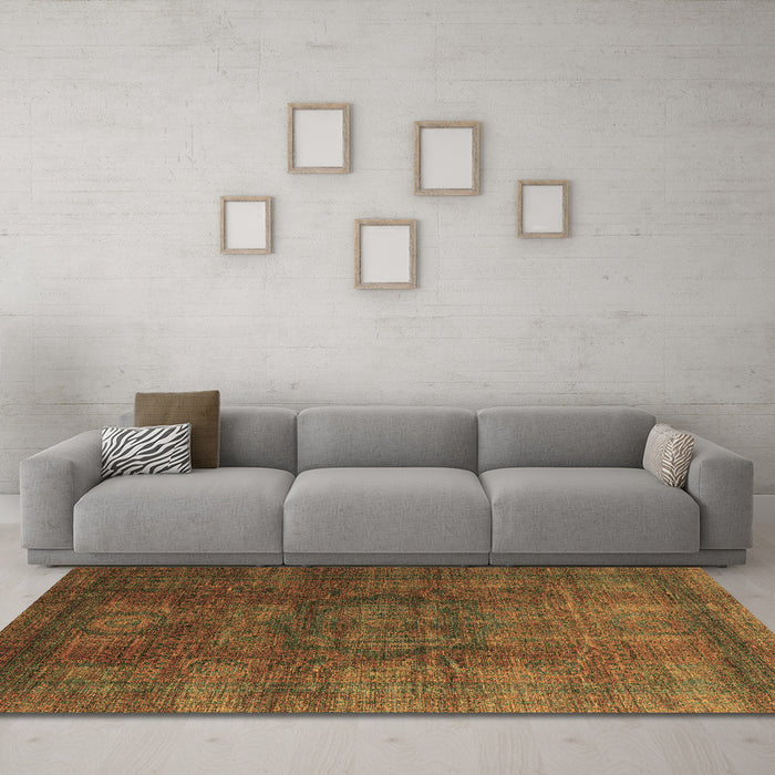 Machine Washable Abstract Brown Modern Rug in a Living Room,, wshabs4178brn