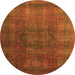 Round Machine Washable Abstract Orange Modern Area Rugs, wshabs4178org