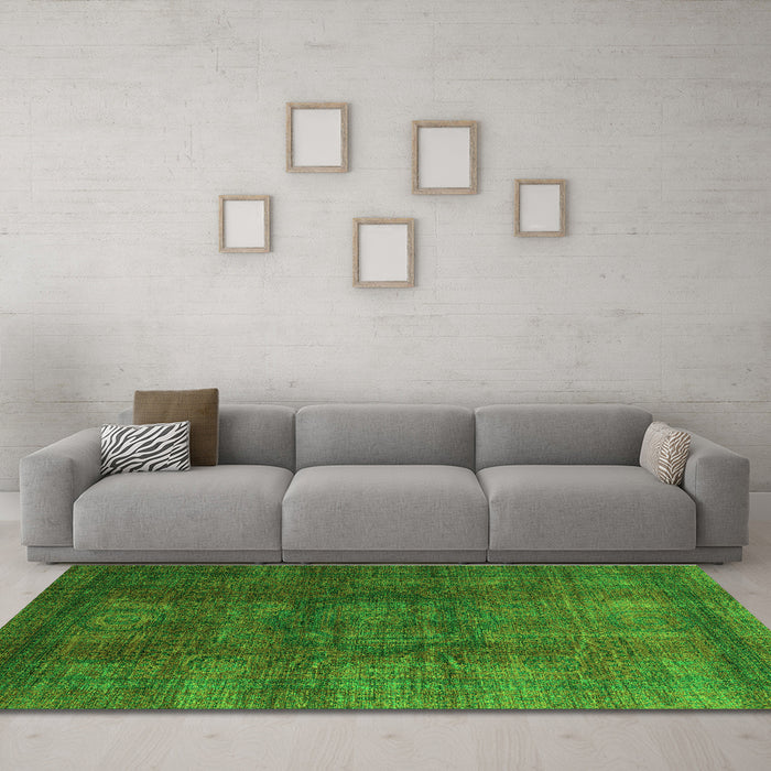 Machine Washable Abstract Green Modern Area Rugs in a Living Room,, wshabs4178grn